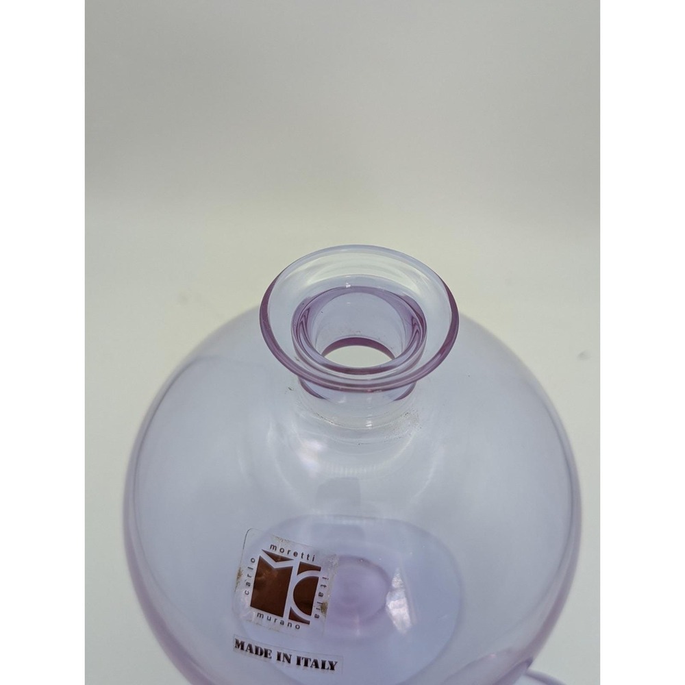 Carlo Moretti Murano Glass Decanter Purple Orb Stopper Made in Italy Vintage - Picture 8 of 16